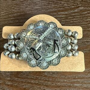 Western Concho Multi-Strand Bracelet - Silver Tone